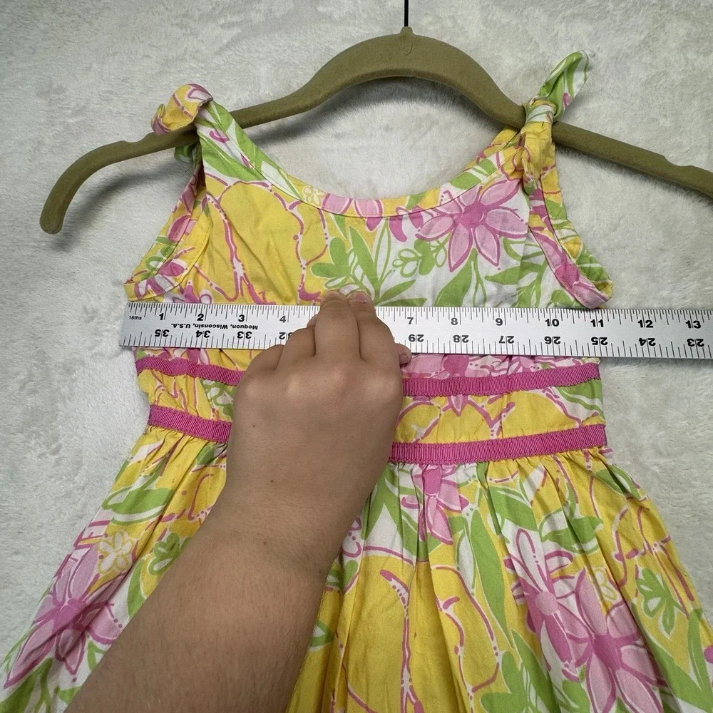 Vintage Lilly Pulitzer Girls Dress Size 5 Floral Tie Shoulder Sundress Cotton
